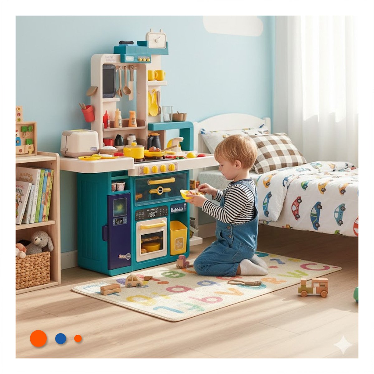 PACK2 MESA DE COCINA INFANTIL CELESTE CON ACCESORIOS PARA JUEGO DE IMITACION EN CASA - 3