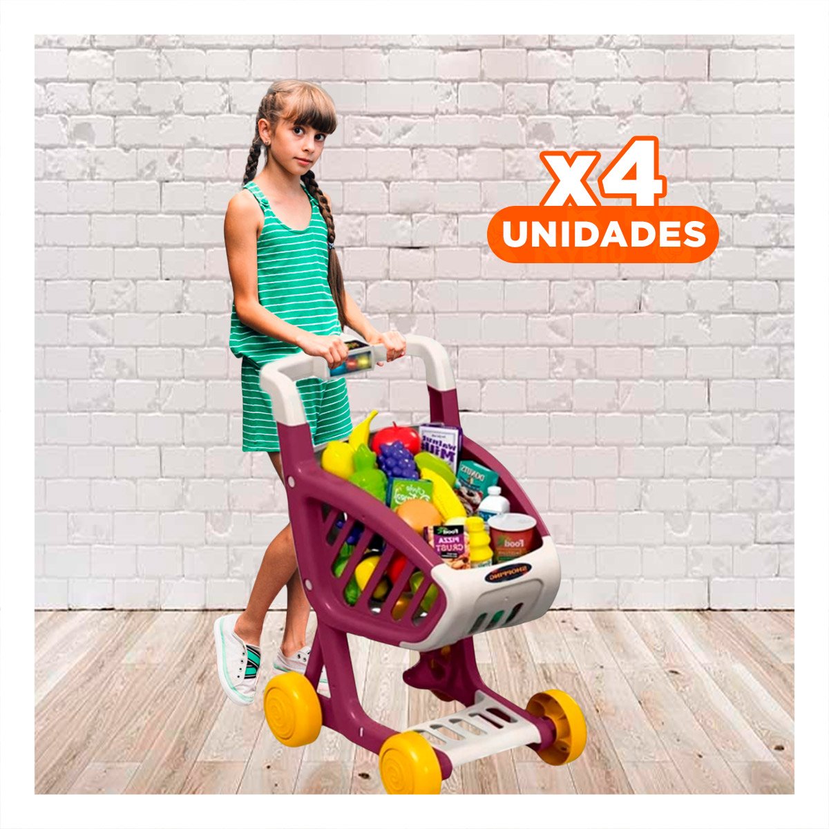 PACK4 MATERIAL PARA COMPRAS INFANTIL 41 PZS GUINDA CON SONIDOS Y PIEZAS - 1