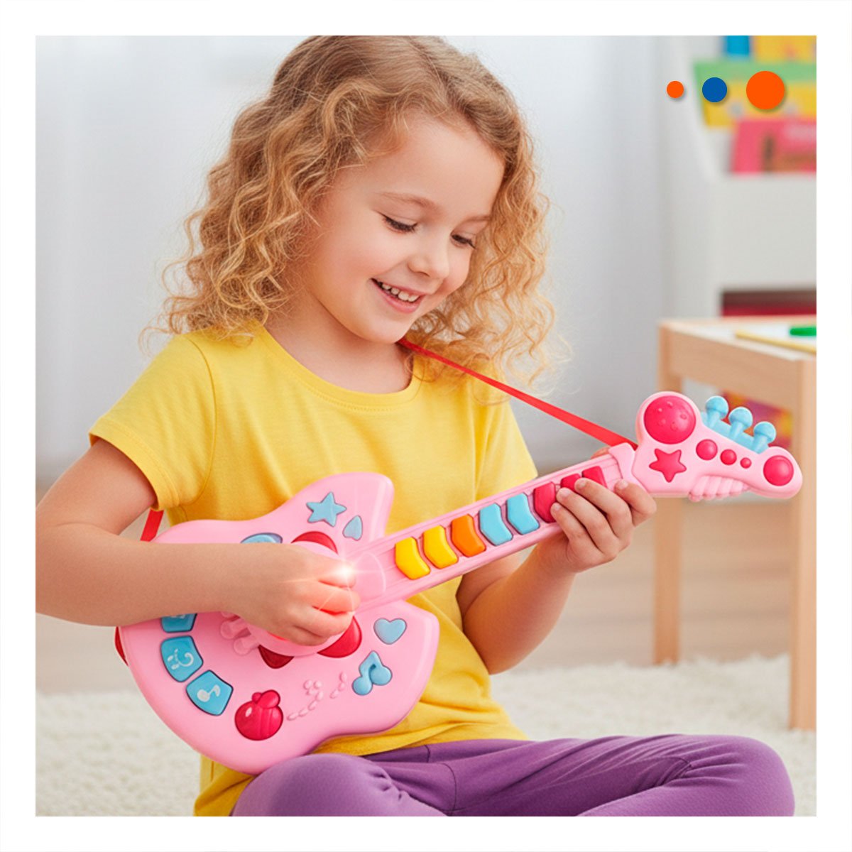 PACK2 SONORA MUSICAL INFANTIL MANZANA ROSADO Y CELESTE 37X13CM PARA NINAS Y+REGALO STICKER - 3