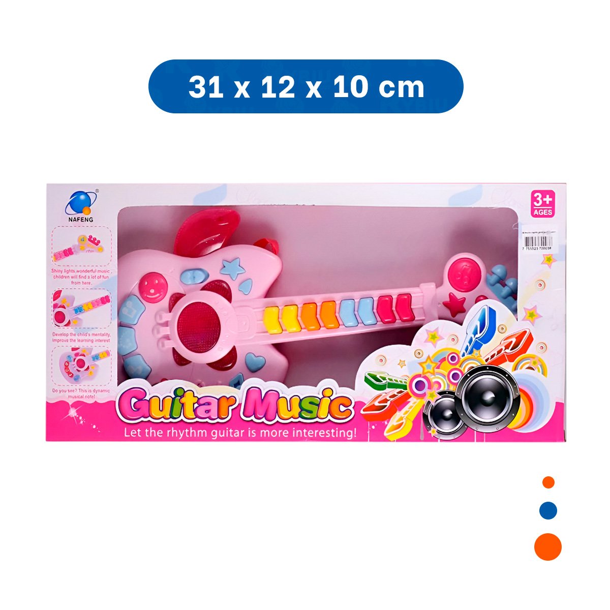 PACK2 SONORA MUSICAL INFANTIL MANZANA ROSADO Y CELESTE 37X13CM PARA NINAS Y+REGALO STICKER - 4