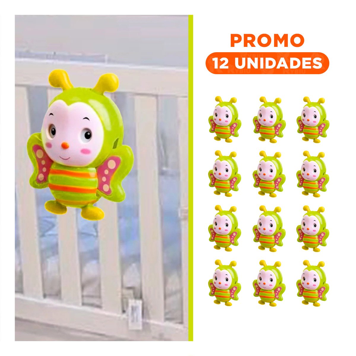 PACK12 DETALLE SONORO ABEJA A CUERDA VERDE LIMON SUAVE Y+REGALO STICKER - 1