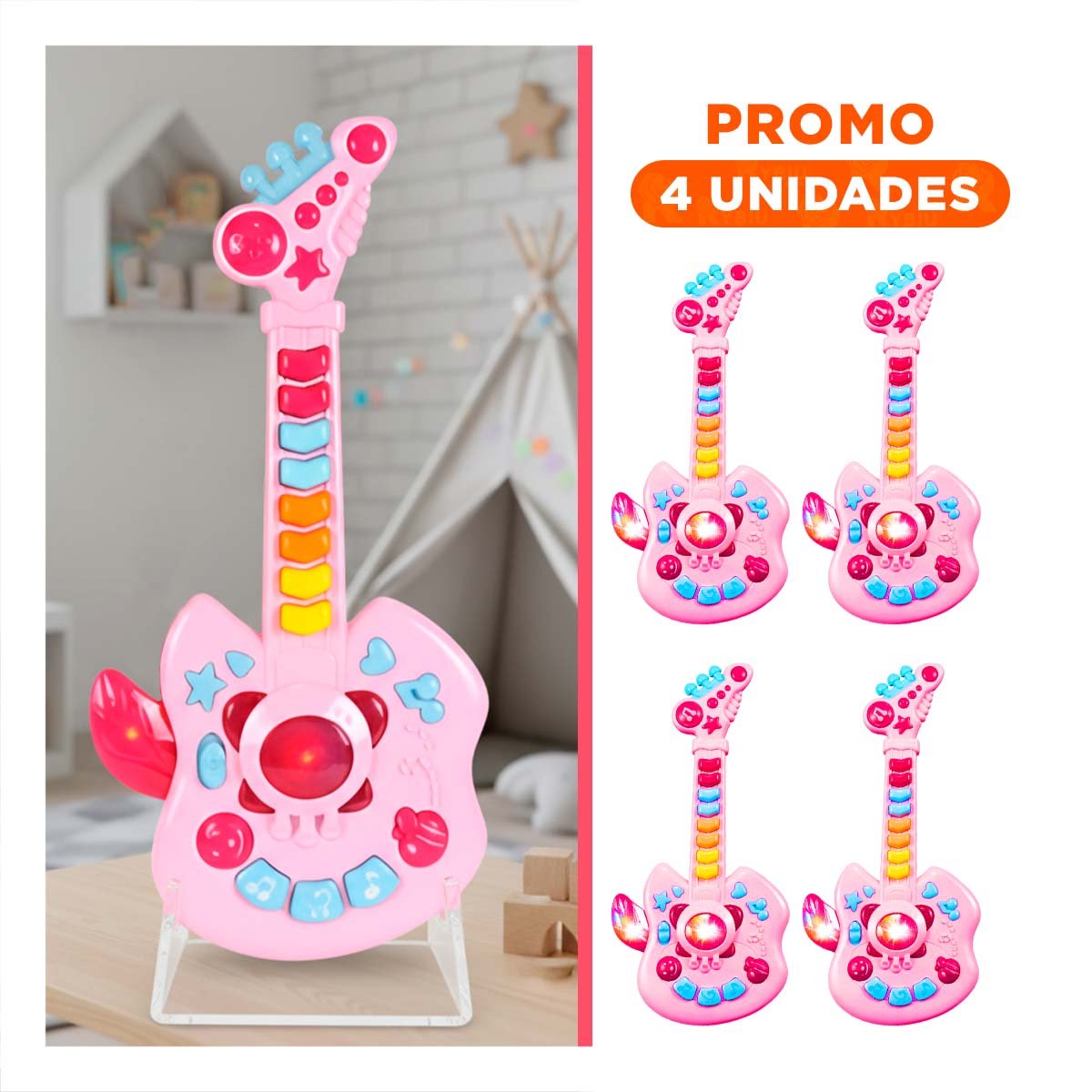 PACK4 SONORA DIDACTICA INFANTIL MANZANA ROSADO Y CELESTE 37X13CM Y+REGALO STICKER - 1
