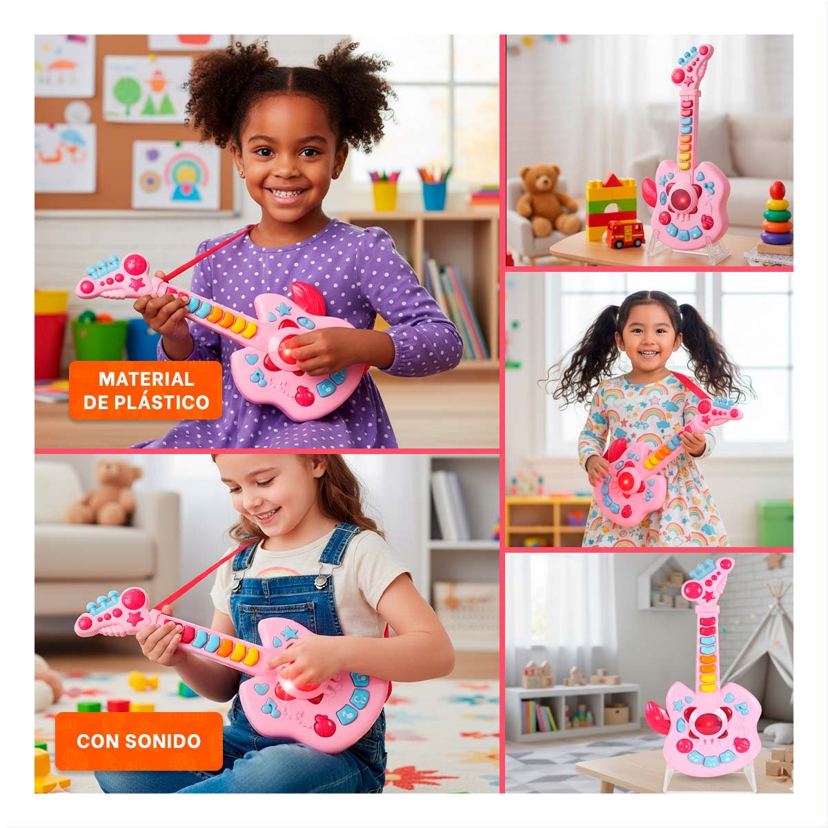 PACK4 SONORA DIDACTICA INFANTIL MANZANA ROSADO Y CELESTE 37X13CM Y+REGALO STICKER - 2