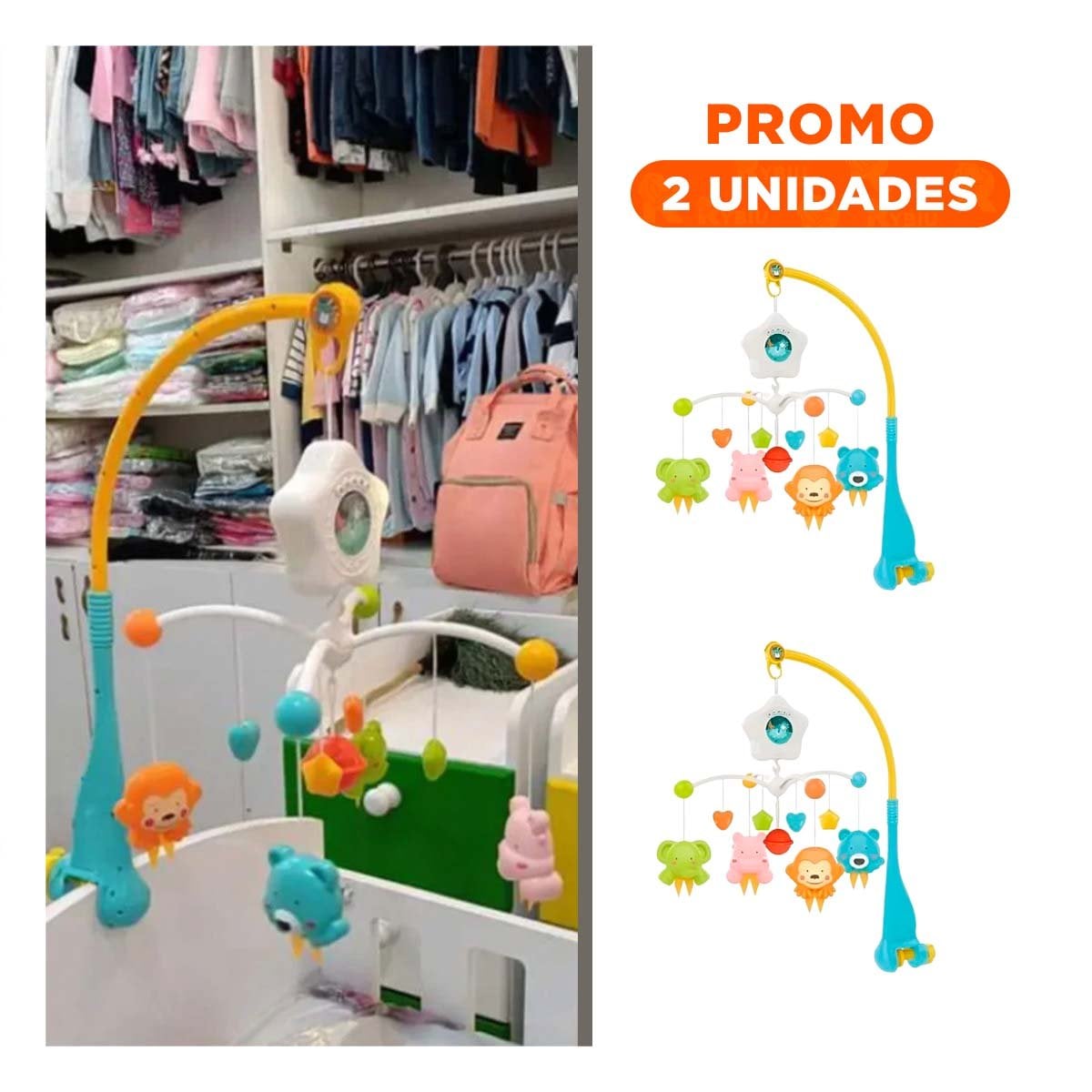 PACK2 ADORNO CON MUSICA PARA CUNA DE BEBES Y LUCES CALMANTES - 1
