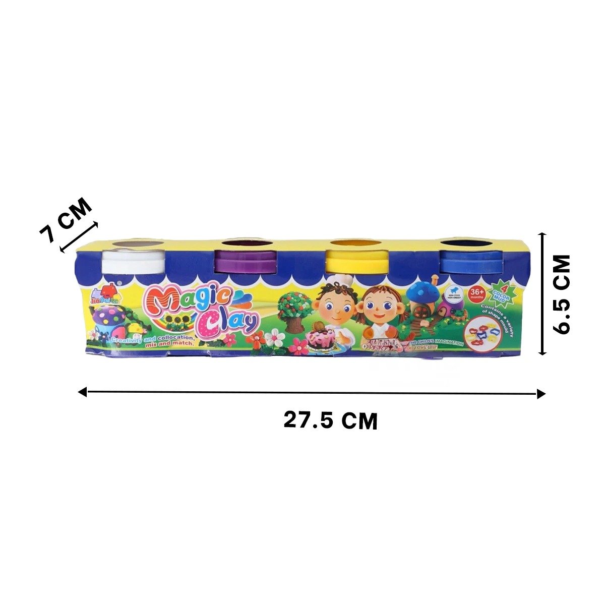 PACK6 CONTENEDOR DE PLASTILINA X4 EN VASOS DE COLORES PARA JUGAR Y+REGALO STICKER - 4