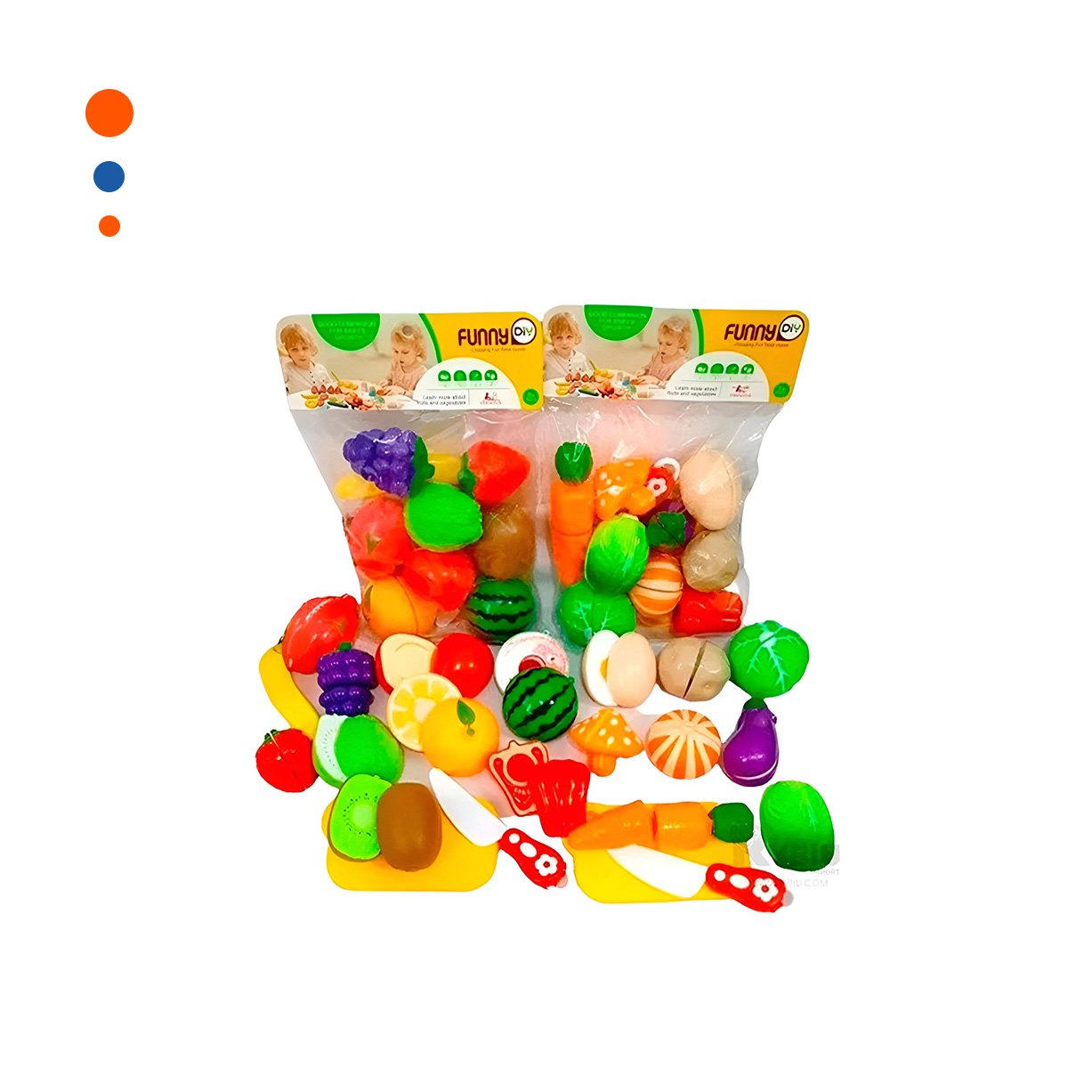 PACK2 PAQUETE DE ALIMENTOS DE JUGUETE VERDURAS PARA CORTAR DIDACTICO CON TABLA Y+REGALO STICKER - 2