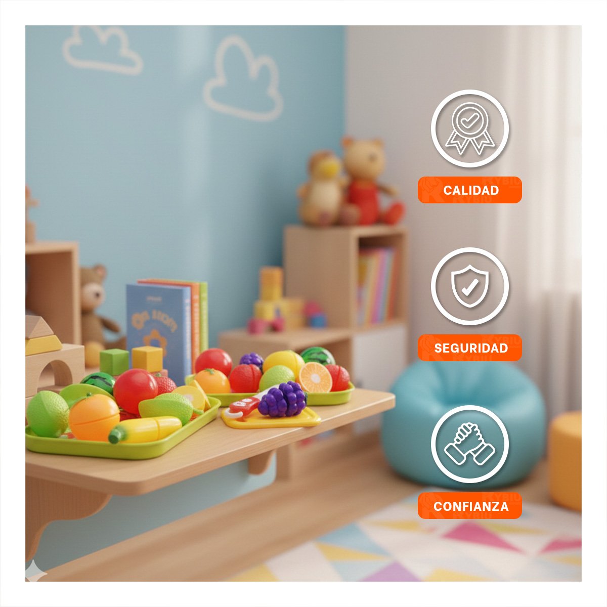 LINEA DE FRUTAS PARA CORTAR CON BANDEJA Y TABLA PARA PICAR COCINA Y+PAPEL REGALO - 3