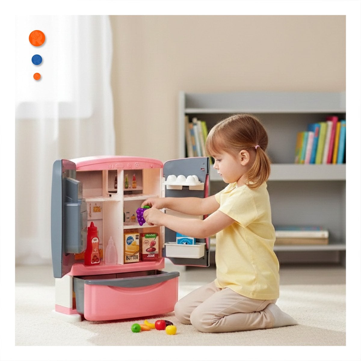 CENTRO DE REFRIGERADOR DE JUEGO PARA CASA CON INTERACCION INFANTIL Y+PAPEL REGALO - 3
