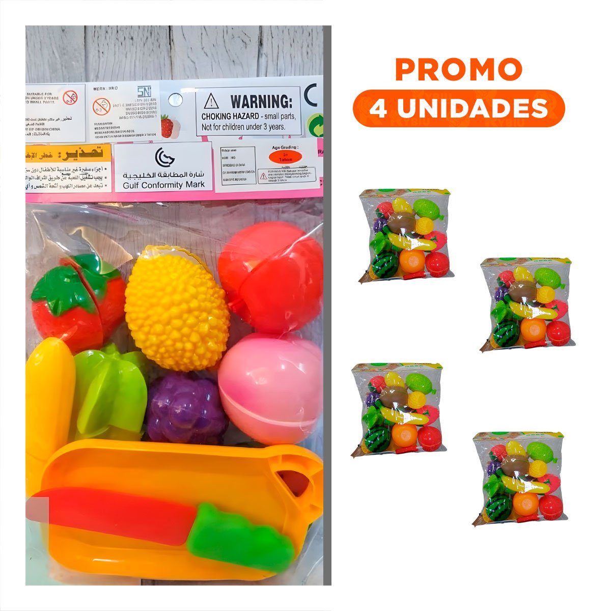 PACK4 EXPERIENCIA DE FRUTAS PARA CORTAR DIDACTICO CON TABLA PARA PICAR Y+REGALO STICKER - 1