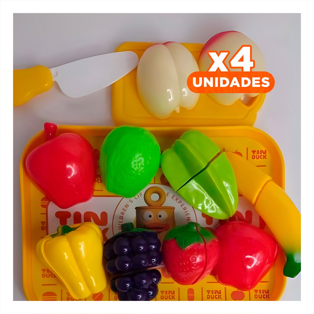 PACK4 VERSION COCINA DE FRUTAS PARA CORTAR CON BANDEJA Y TABLA PARA PICAR - 1
