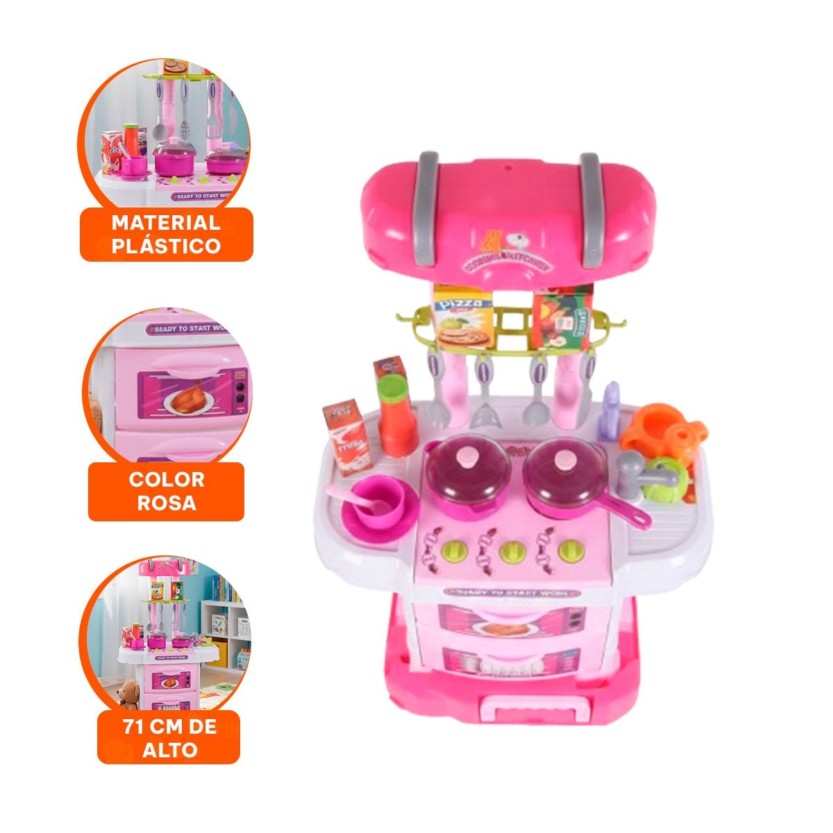KIT COCINA MALETIN TRES EN UNO JUEGO DE FANTASIA PARA CASA HOGAR - 3