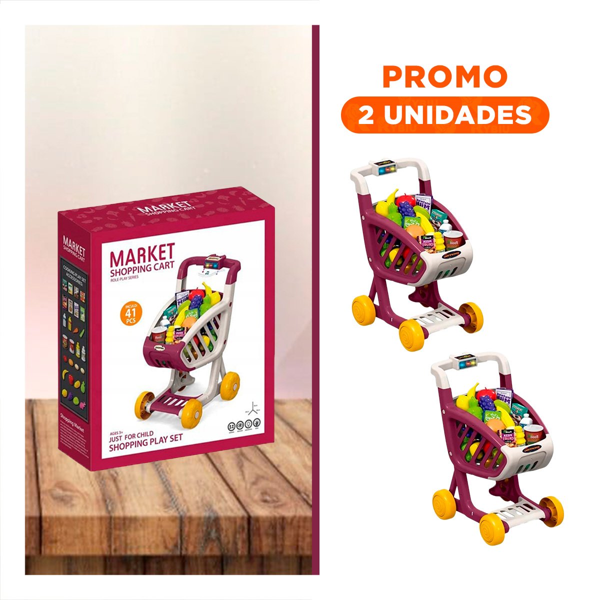 PACK2 ELEMENTO PARA COMPRAS MUSICAL 41 PZS GUINDA PARA NINOS CREATIVOS - 1