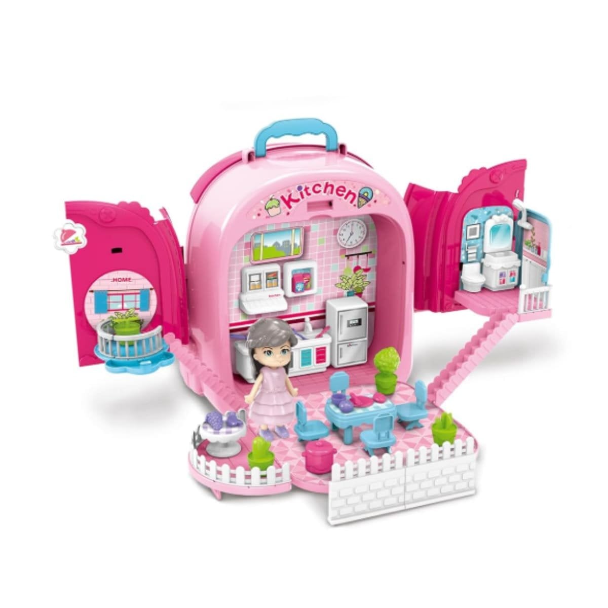 PACK4 MALETIN DE COCINA DIDACTICO TIPO MOCHILA 3 EN 1 ROSADO PARA JUEGO INFANTIL Y+PAPEL REGALO - 3