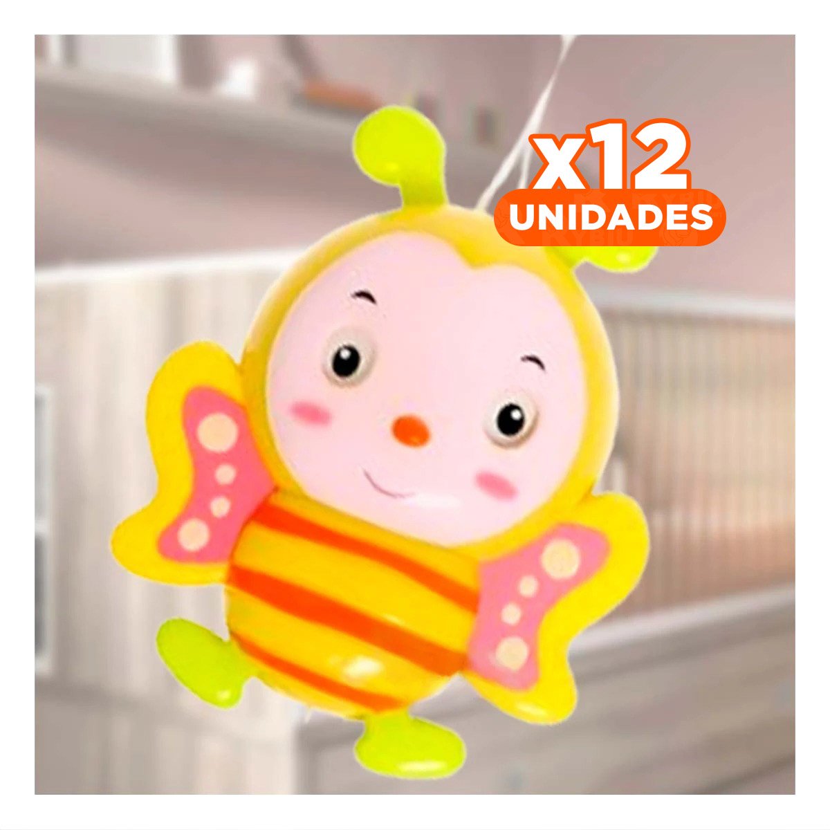 PACK12 JUGUETE ABEJA MUSICAL A CUERDA AMARILLO PARA BEBE HOGAR ESTIMULACION - 1