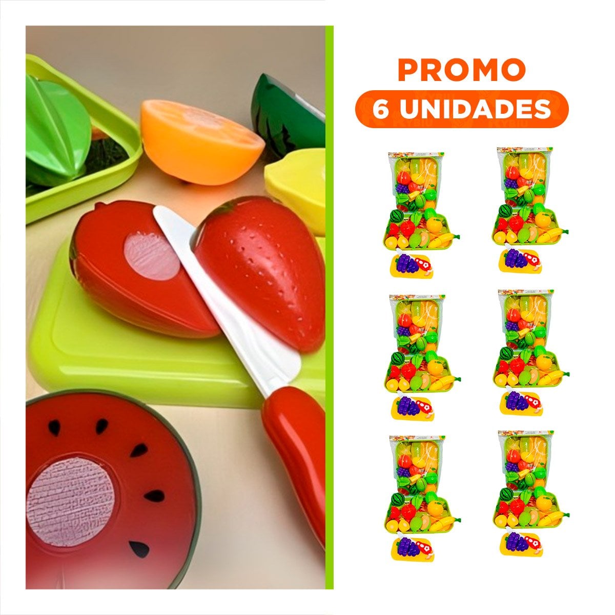 PACK6 LINEA COCINA DE FRUTAS PARA CORTAR CON BANDEJA Y TABLA PARA PICAR - 1