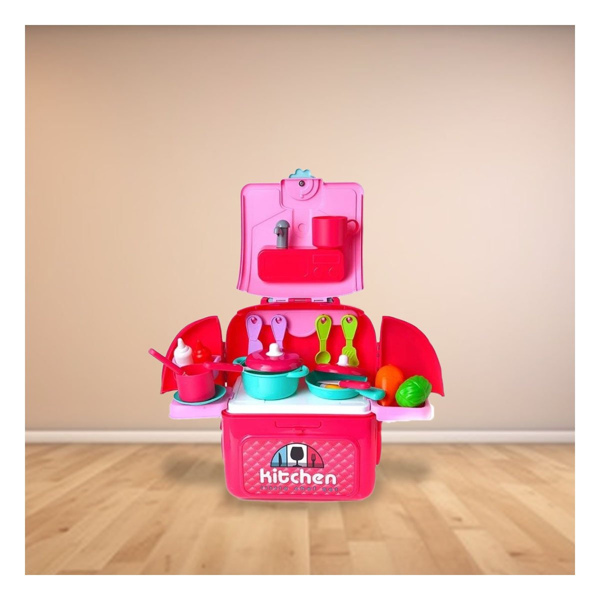 PACK2 COMBO DE COCINA INFANTIL CON ACCESORIOS EN MALETA PARA CASA Y+PAPEL REGALO - 5
