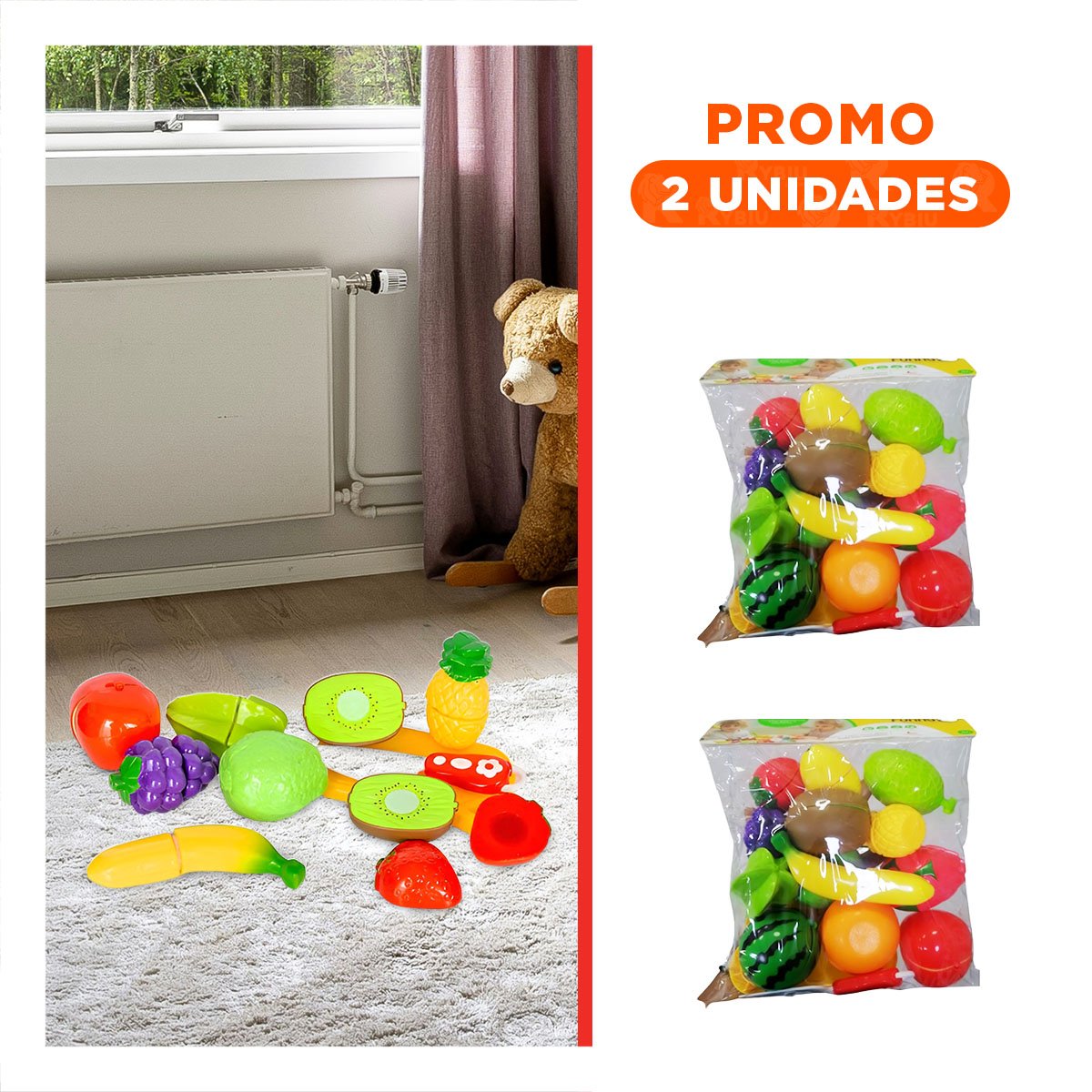PACK2 KIT DE ALIMENTOS DE JUGUETE VERDURAS PARA CORTAR DIDACTICO CON TABLA - 1