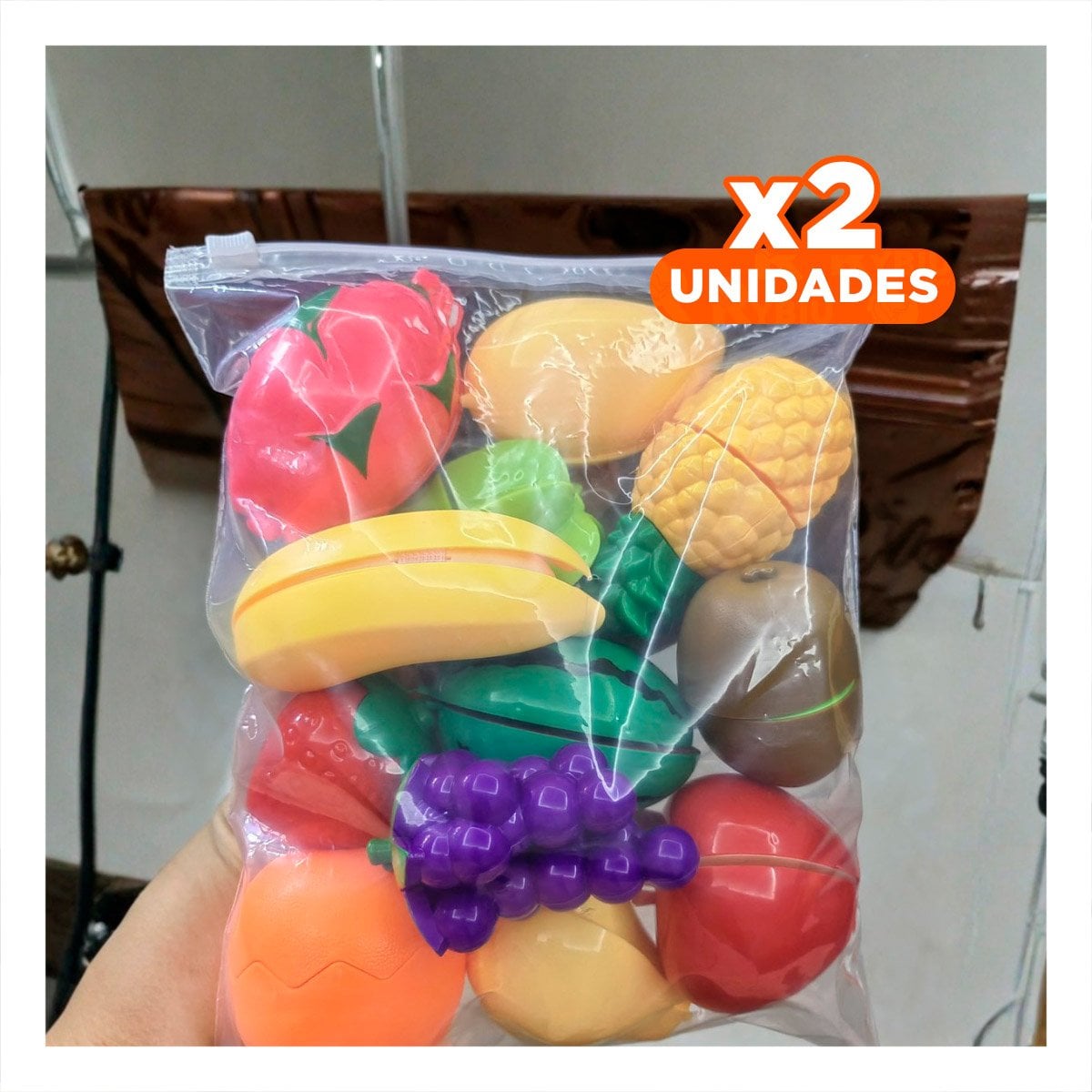 PACK2 PRESENTACION DE FRUTAS PARA CORTAR CON TABLA PARA PICAR Y JUEGO Y+REGALO STICKER - 1