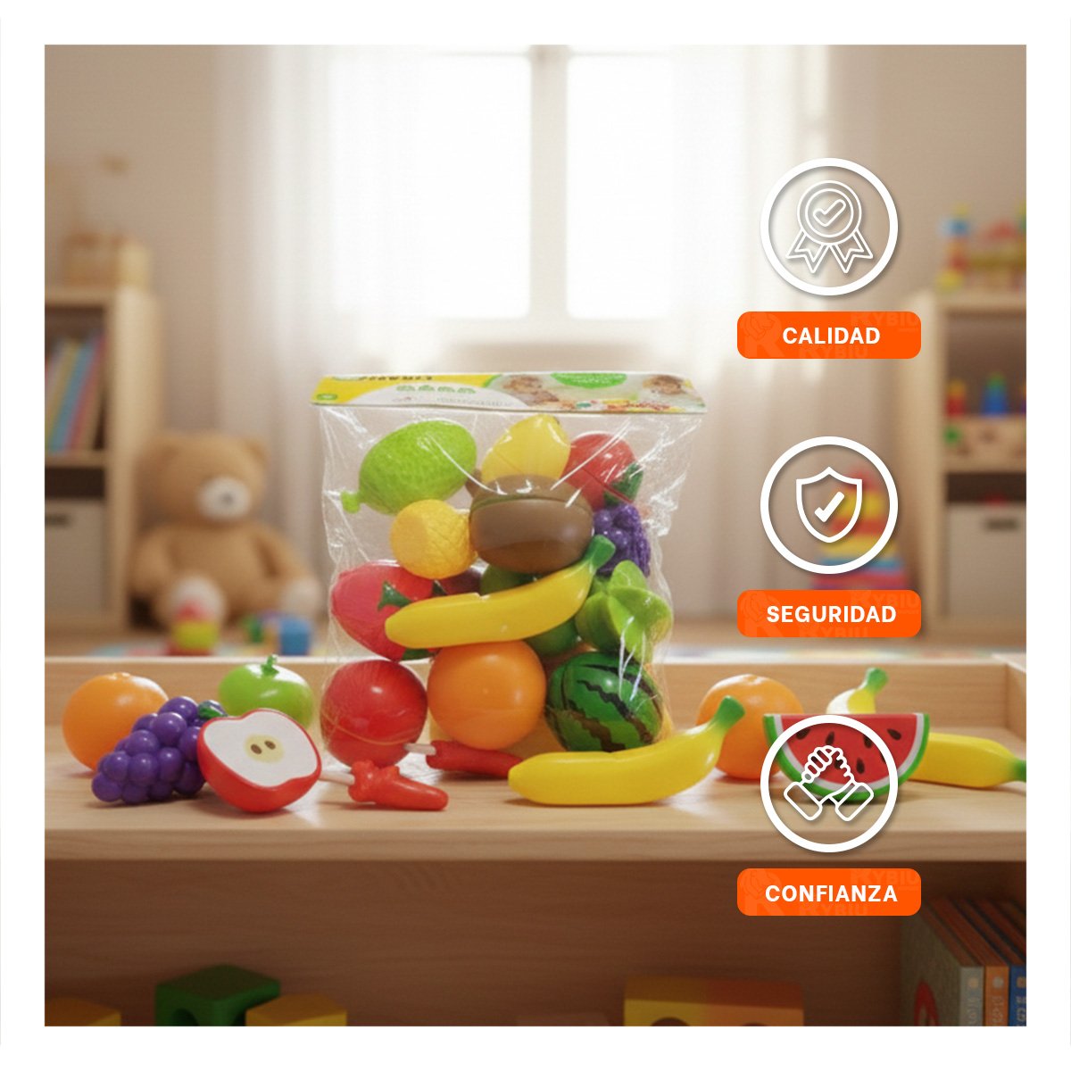 PACK2 PRESENTACION DE FRUTAS PARA CORTAR CON TABLA PARA PICAR Y JUEGO Y+REGALO STICKER - 5