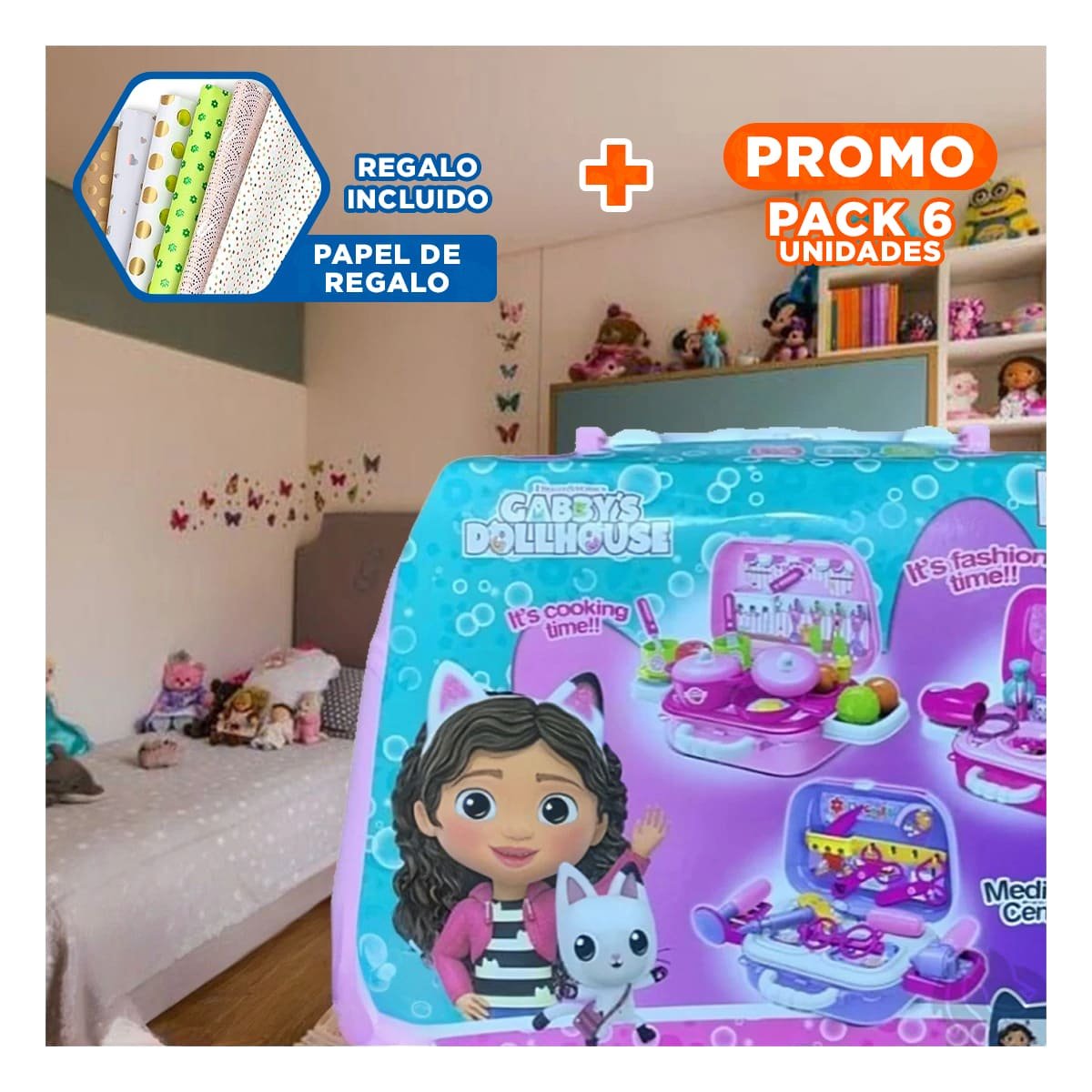 PACK6 SET DE COCINA CHEF DIVERTIDO CON LONCHERA Y PERSONAJE PARA APRENDIZAJE Y+PAPEL REGALO - 1