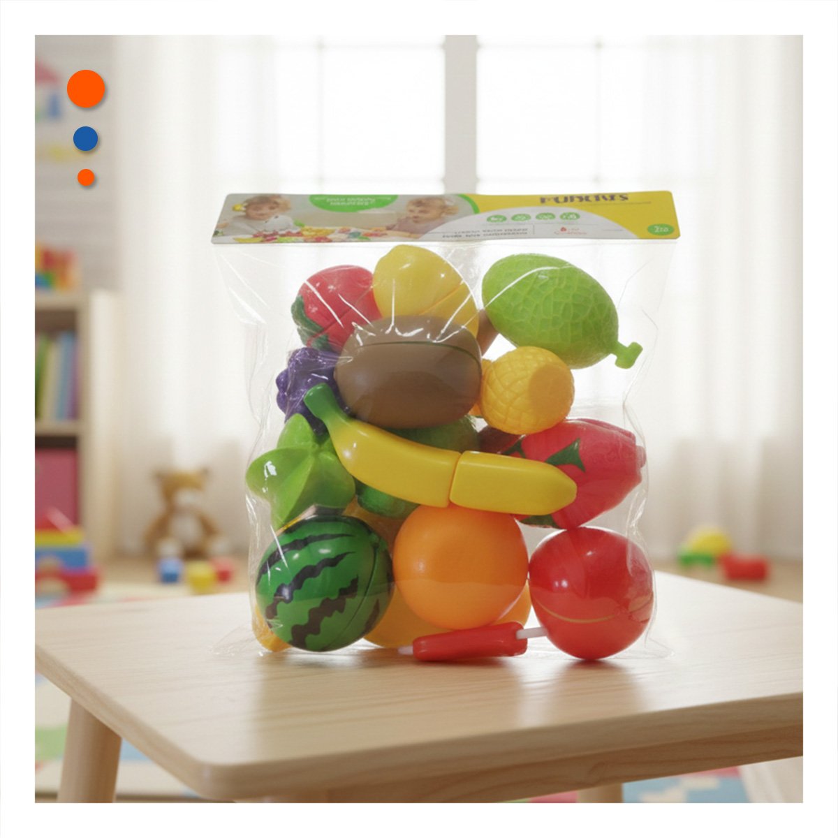 PACK4 OPCION EDUCATIVA DE FRUTAS PARA CORTAR CON TABLA PARA PICAR Y APRENDIZAJE - 2