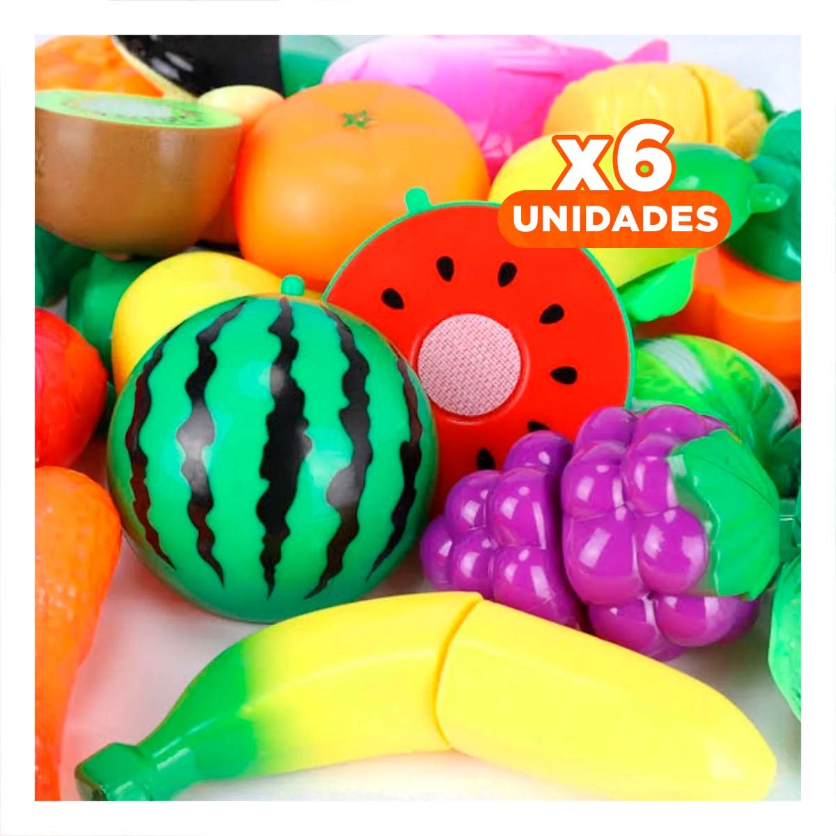 PACK6 CONCEPTO DE FRUTAS PARA CORTAR CON TABLA PARA PICAR Y DIVERSION Y+REGALO STICKER - 1