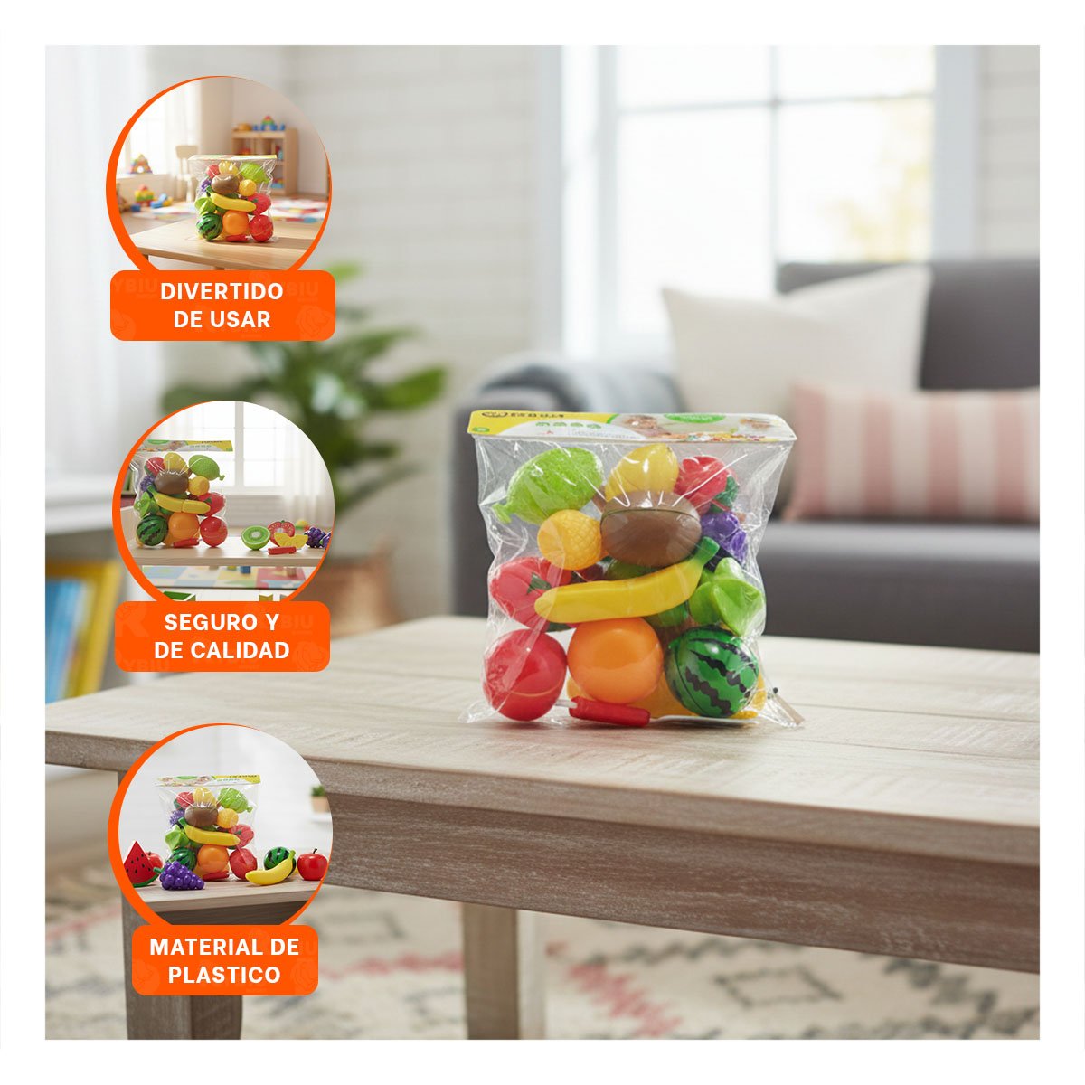PACK6 CONCEPTO DE FRUTAS PARA CORTAR CON TABLA PARA PICAR Y DIVERSION Y+REGALO STICKER - 3