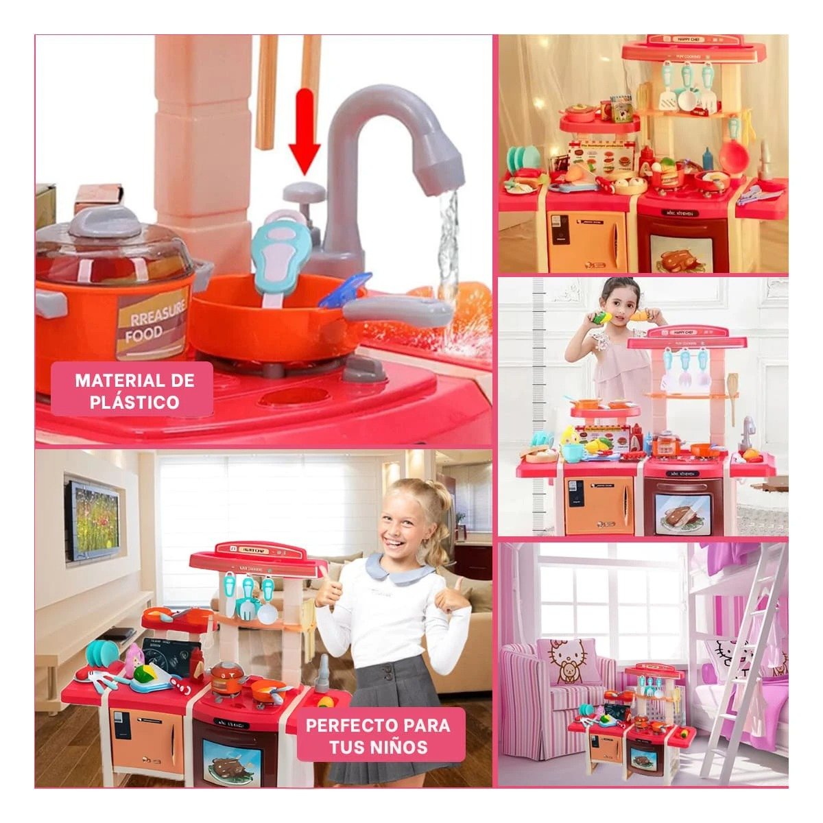 PACK2 CENTRO INFANTIL DE COCINA CON ACCESORIOS PARA DIVERSION Y+PAPEL REGALO - 3