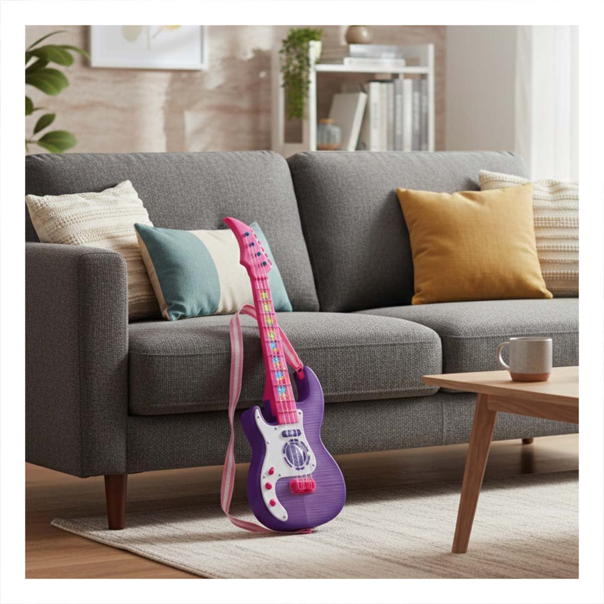PACK6 SISTEMA MUSICAL INFANTIL GUITARRA ROSADO MORADO 53.5CM PARA JUEGO - 2