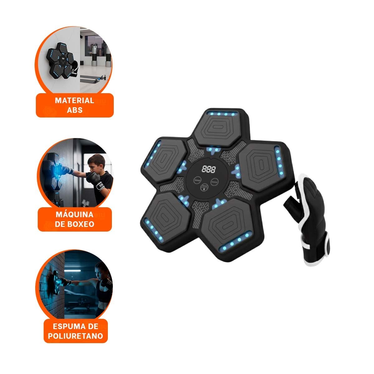 BASE DE BOXEO MUSICAL INTERACTIVO CON GUANTES PARA RUTINA EN CASA - 3