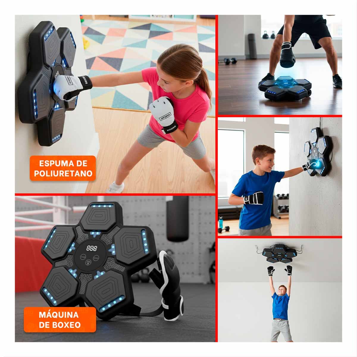 BASE DE BOXEO MUSICAL INTERACTIVO CON GUANTES PARA RUTINA EN CASA - 5