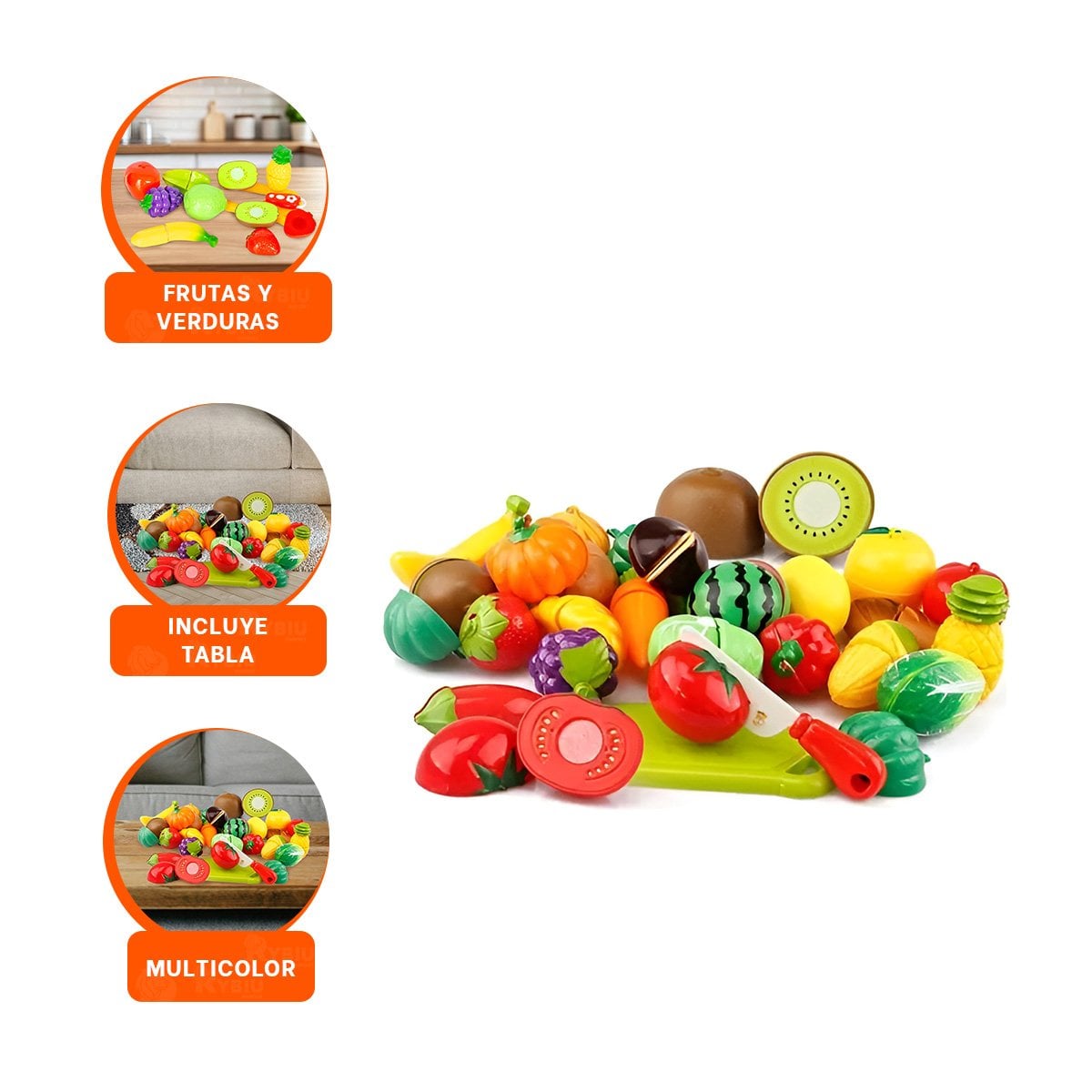 KIT DE COCINA HOGAR CON VERDURAS PARA CORTAR DIDACTICO Y TABLA - 3