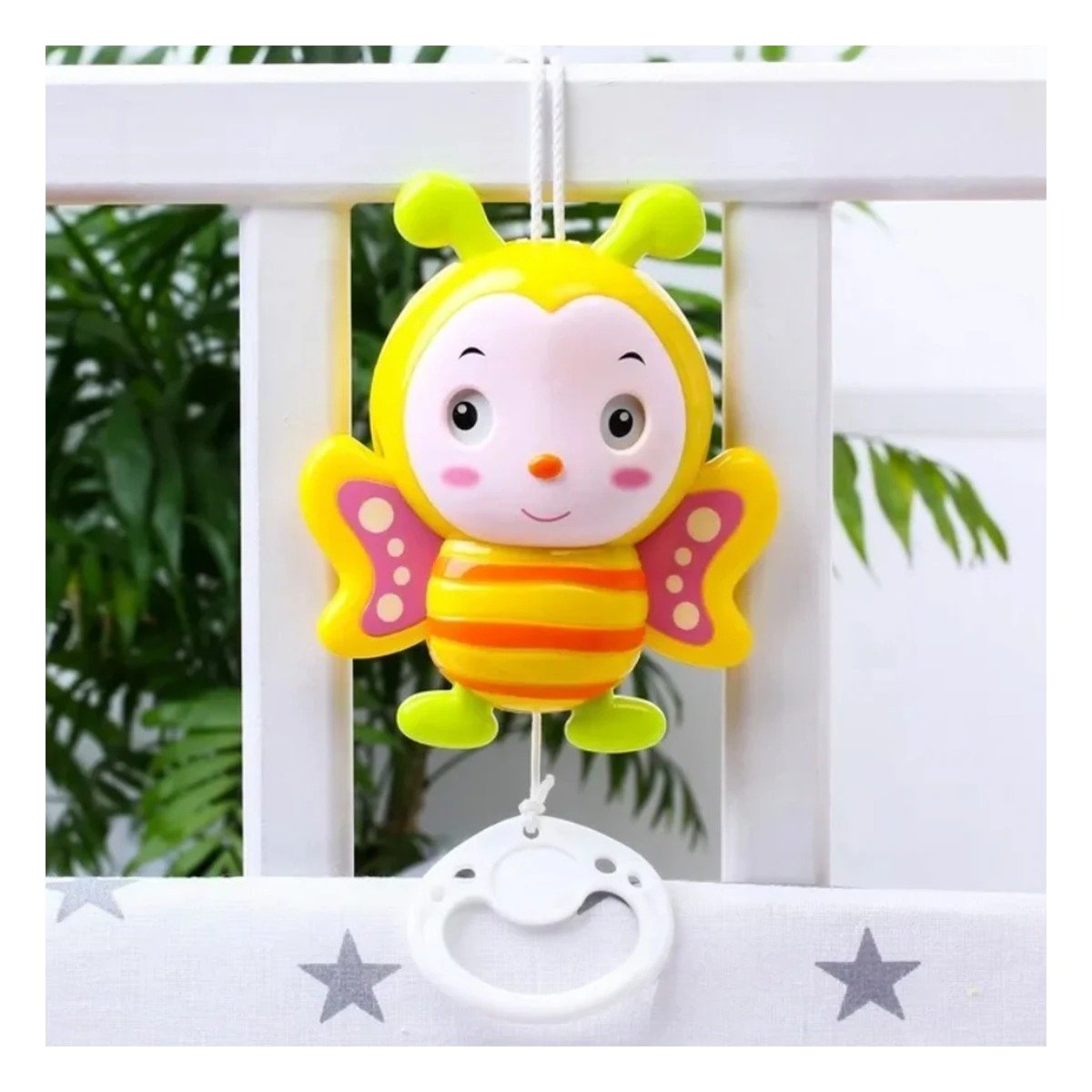 PACK12 SONAJITA ABEJA MUSICAL A CUERDA AMARILLO PARA BEBE HOGAR ESTIMULACION Y+REGALO STICKER - 3