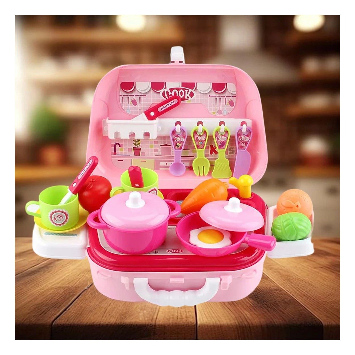 PACK4 SET DE COCINA CHEF CLASICO CON LONCHERA PARA JUEGOS Y APRENDIZAJE - 5