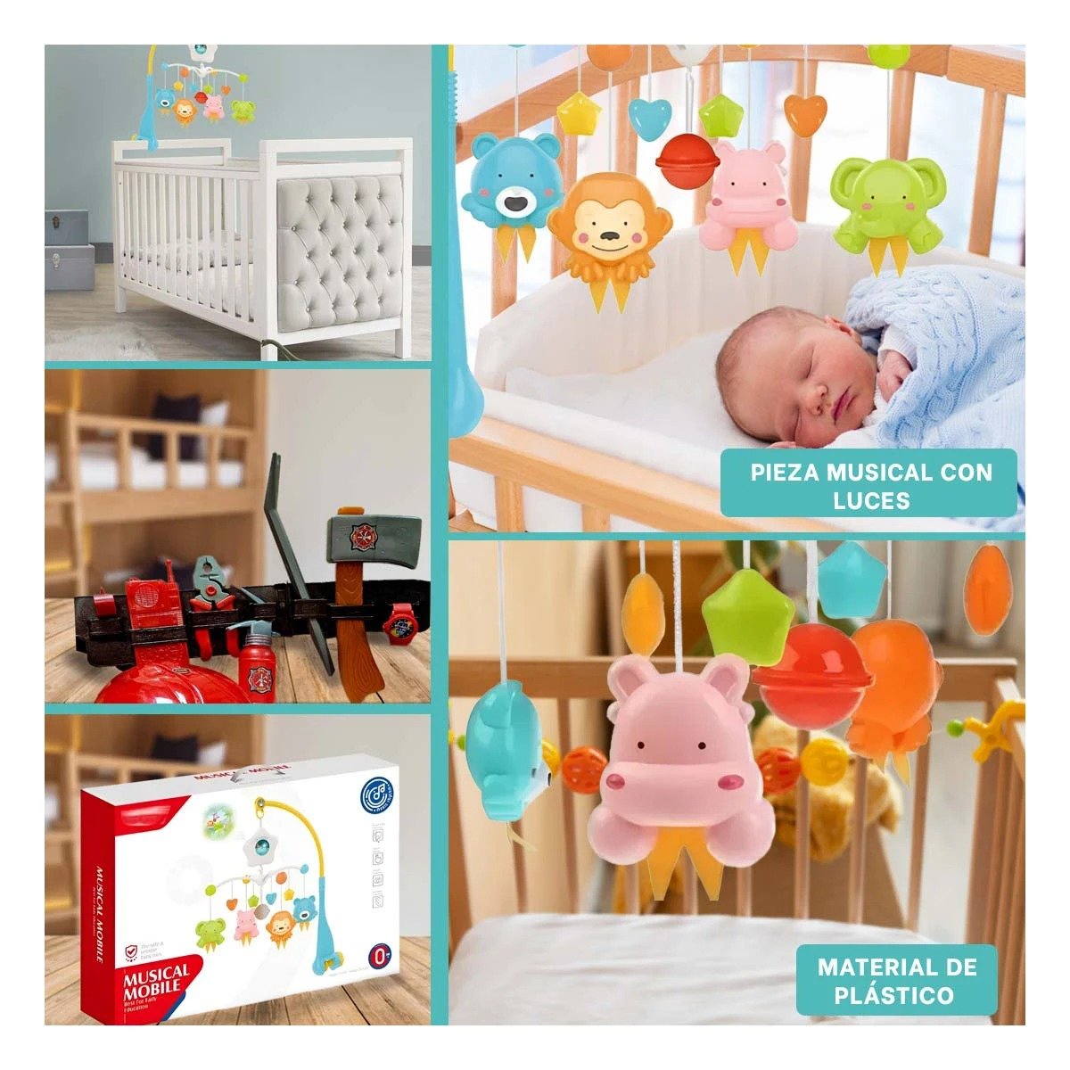 PACK2 JUGUETE CON SONIDOS PARA CUNA DE BEBES Y LUZ SUAVE Y+PAPEL REGALO - 3