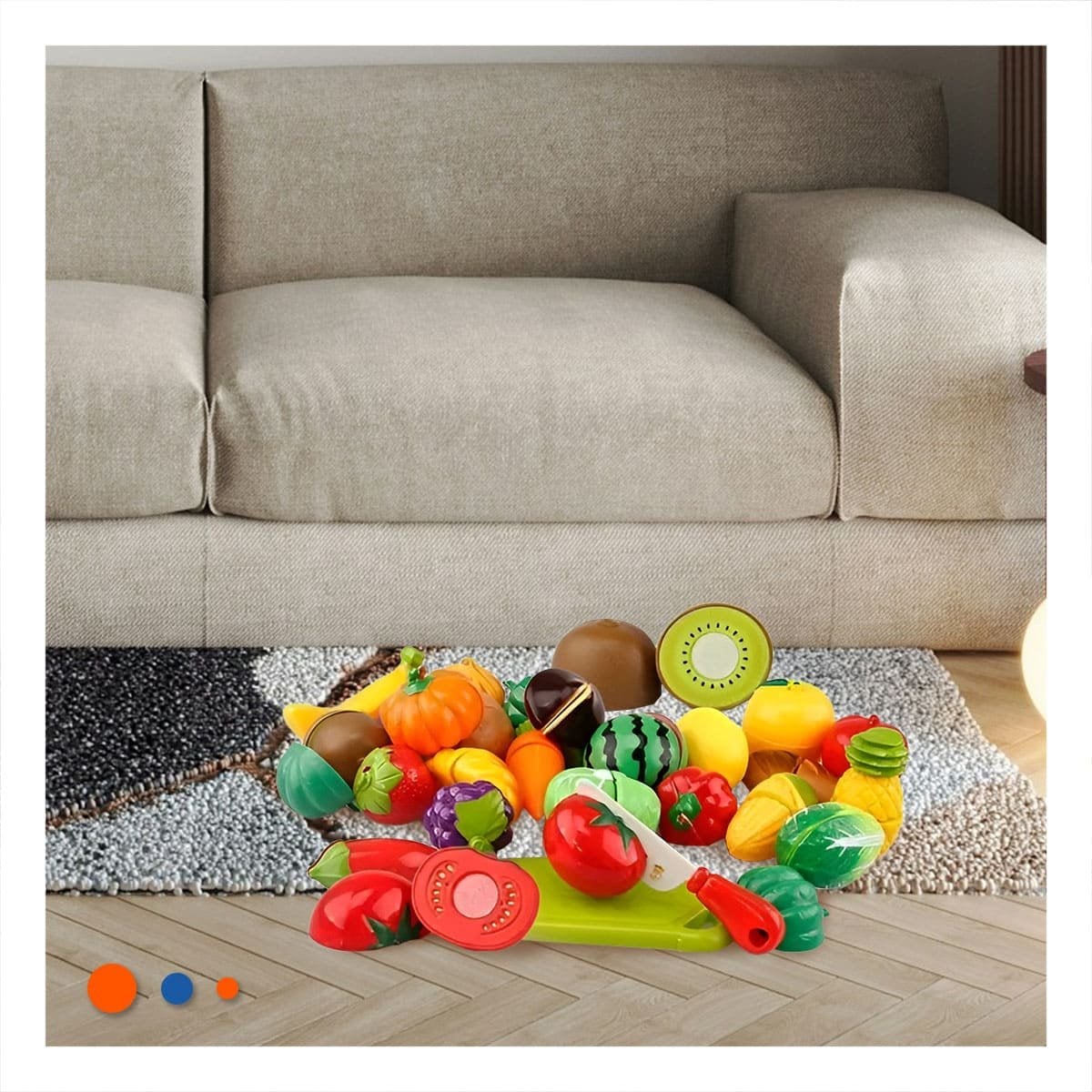 PACK6 CONJUNTO DE COCINA DIDACTICO CON VERDURAS PARA CORTAR Y TABLA PARA PICAR - 3