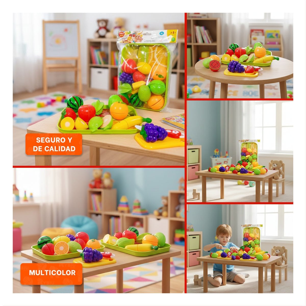 ELEMENTO COCINA DE FRUTAS PARA CORTAR CON BANDEJA Y TABLA PARA PICAR Y+POST IT - 5