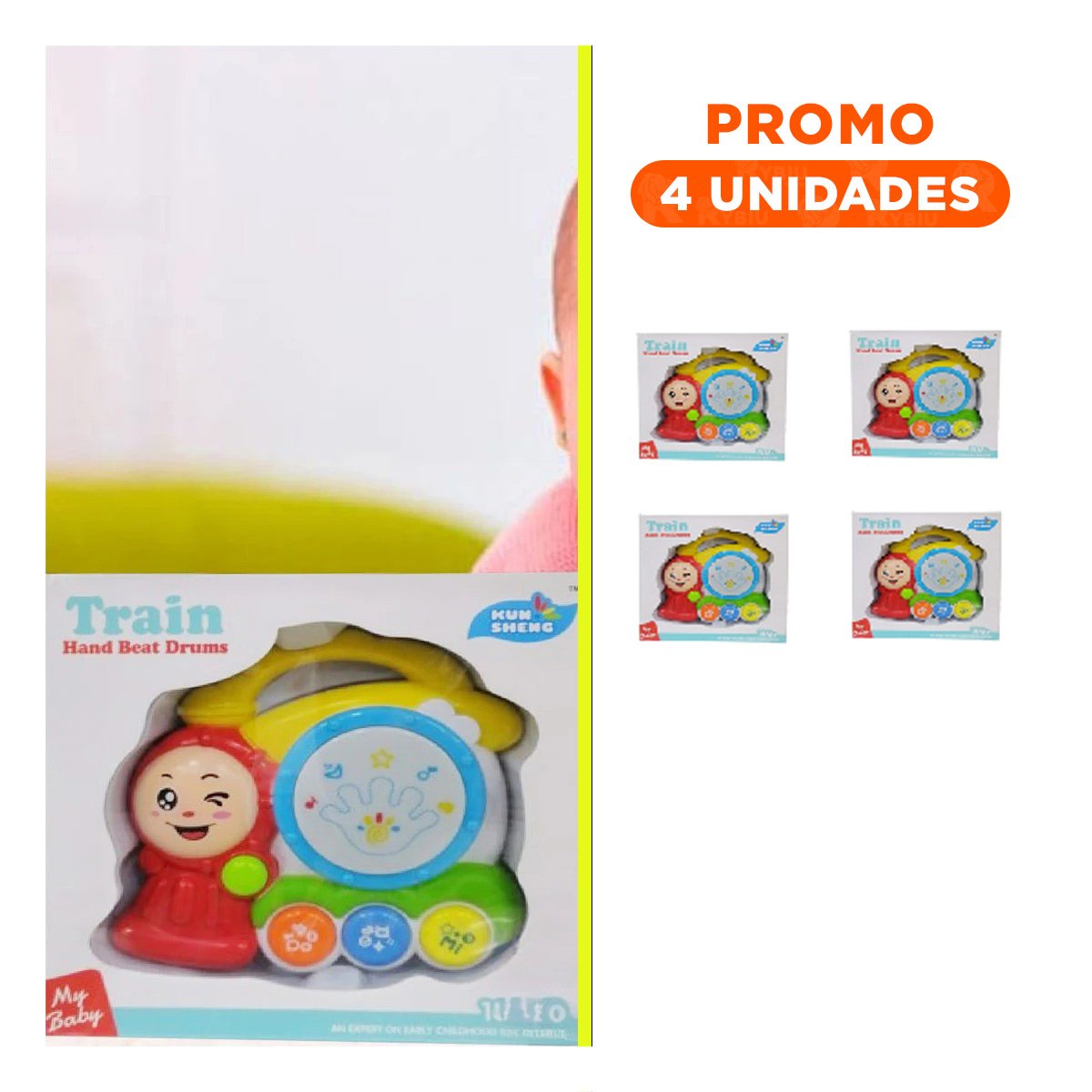PACK4 FORMATO MUSICAL TREN CON SONIDO DIVERTIDO PARA JUEGO CREATIVO EN CASA Y+REGALO STICKER - 1
