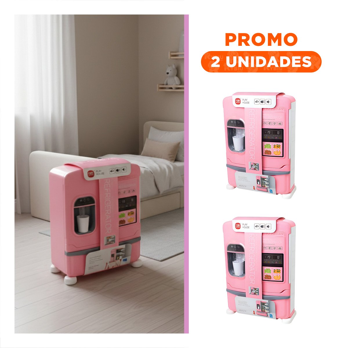 PACK2 COCINA REFRIGERADOR INFANTIL PARA JUEGO EN CASA CON ROL DOMESTICO - 1