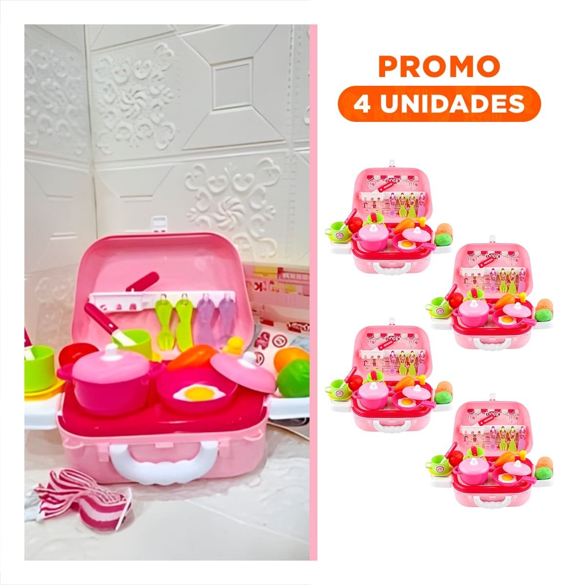 PACK4 SET DE COCINA CHEF CREATIVO CON PERSONAJE EN LONCHERA PARA NINOS Y+REGALO STICKER - 1