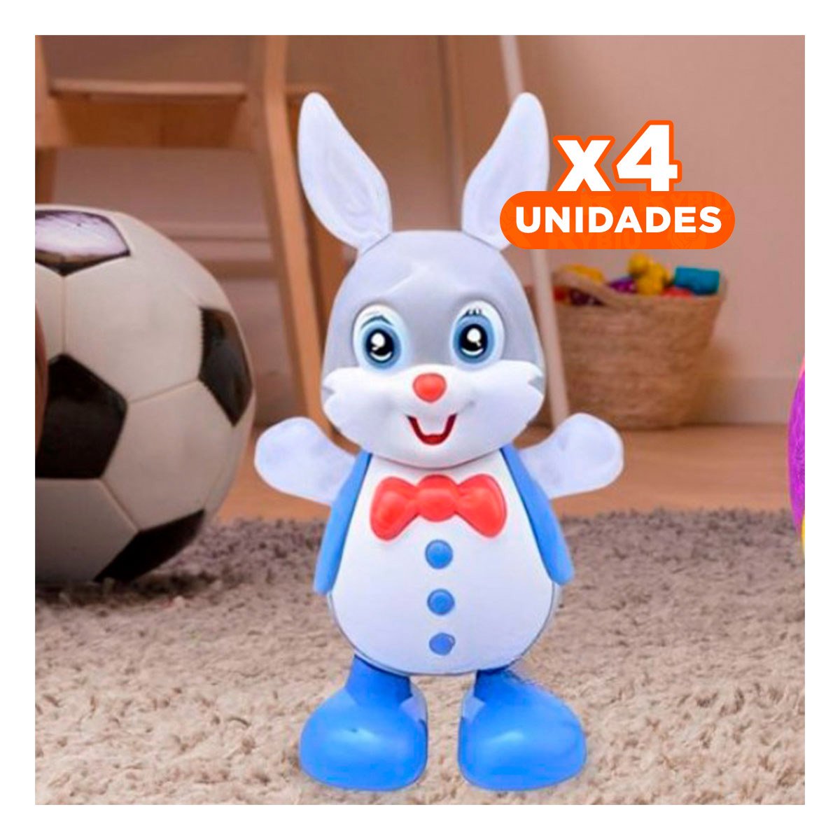 PACK4 PELUCHE ANIMADO CONEJO INTERACTIVO MUSICAL CON LUCES LED DIVERSION PARA CASA - 1