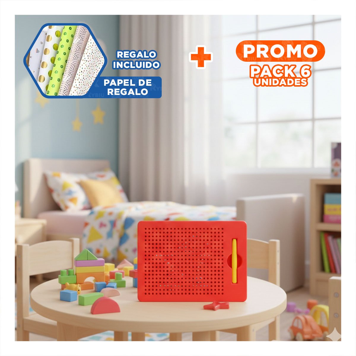 PACK6 SOPORTE VISUAL MAGNETICO ROJO PARA USO DOMESTICO DIARIO YPAPEL REGALO - 1