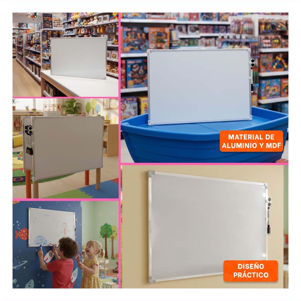LAMINA BLANCA COMPACTA 25X35CM CON MARCO METAL PARA ESCRITORIO Y+POST IT - 1