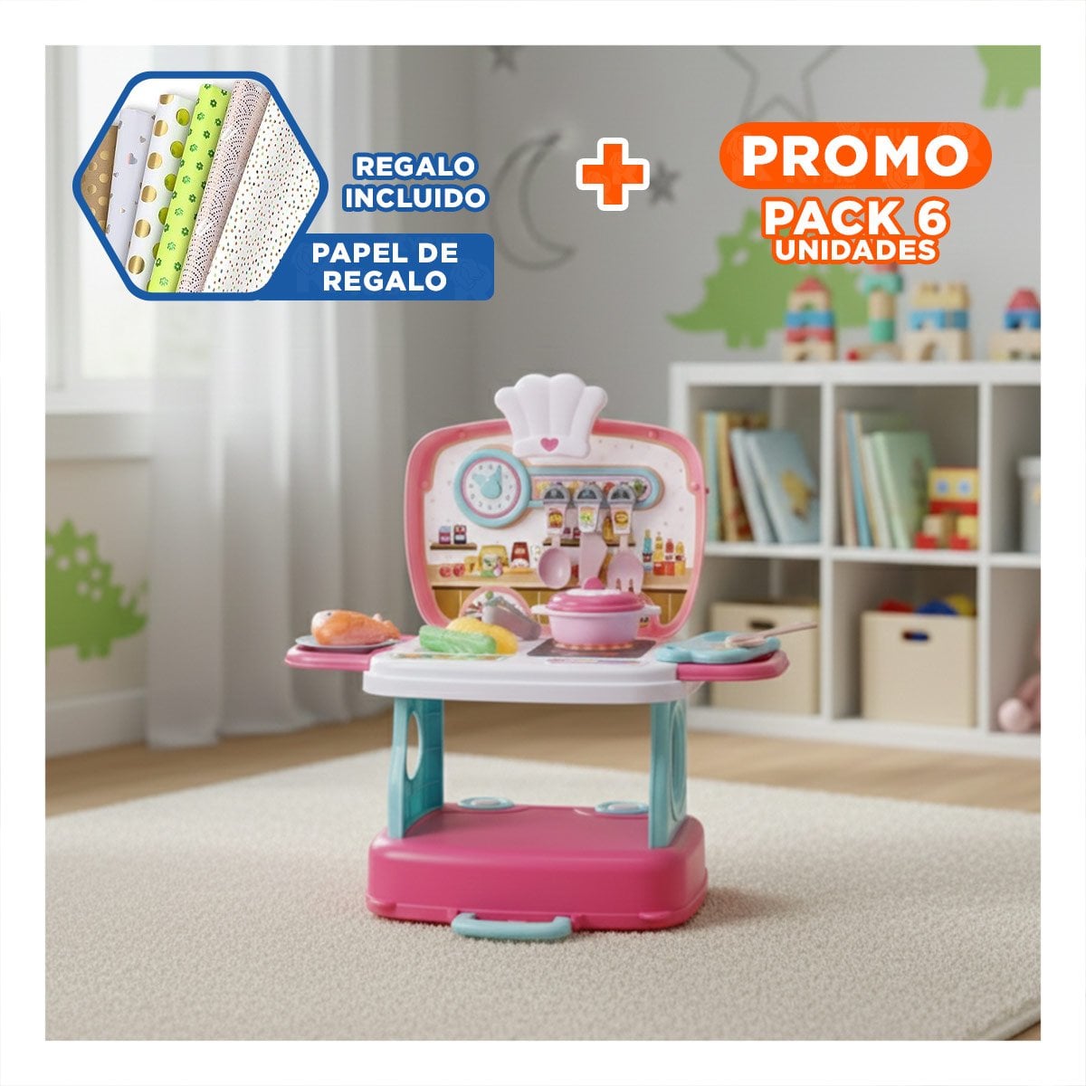 PACK6 SET EDUCATIVO CON UTENSILIOS EN MALETA Y+PAPEL REGALO - 1