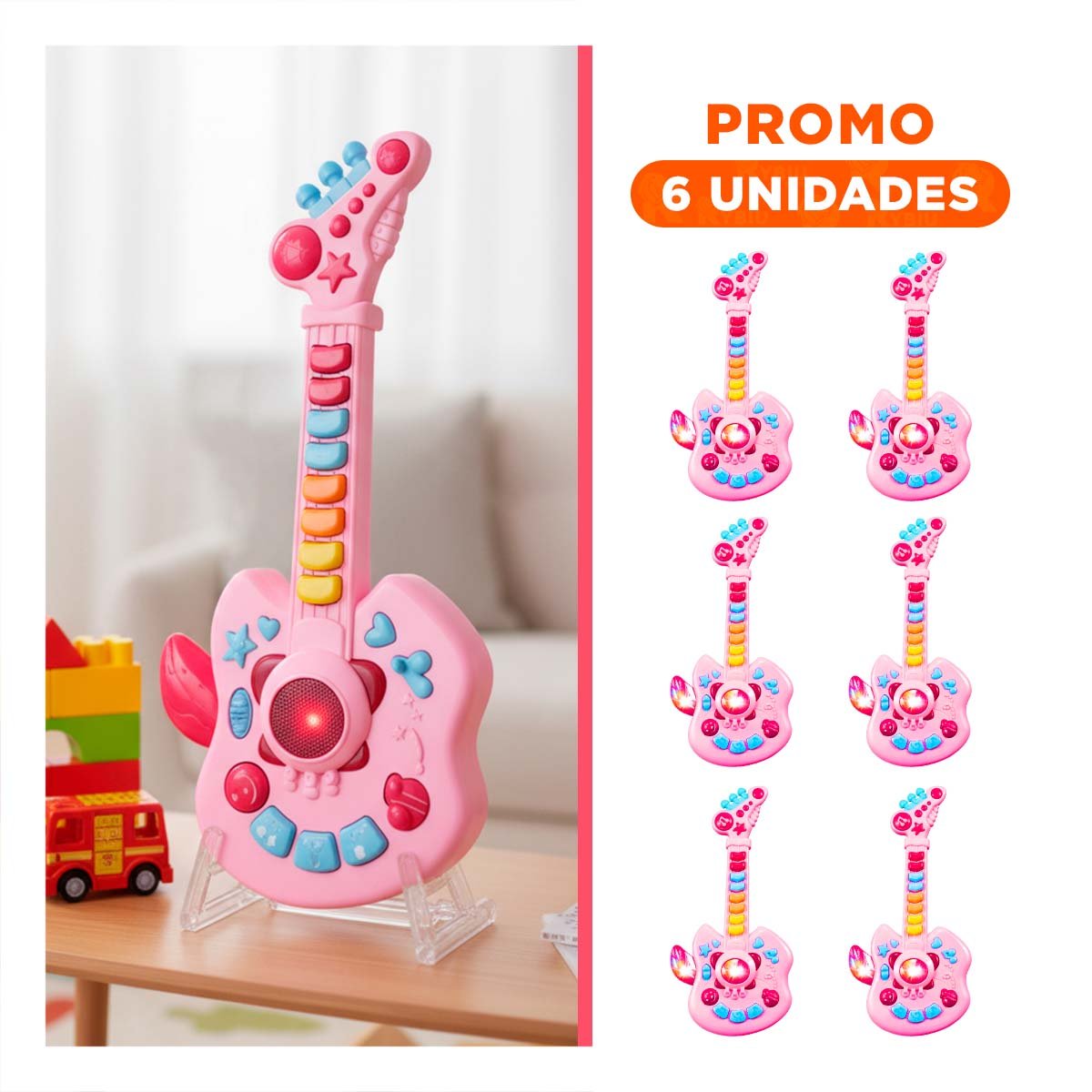 PACK6 DIDACTICA INFANTIL MUSICAL MANZANA ROSADO Y CELESTE 37X13CM - 1