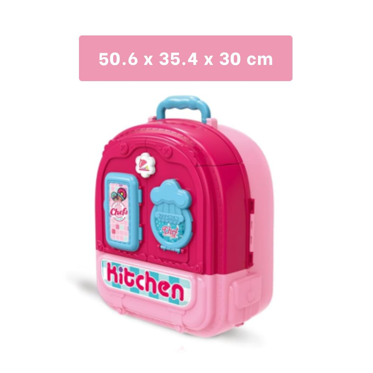 PACK4 MALETIN INFANTIL DE COCINA PORTATIL ROSADO 3 EN 1 CON ACCESORIOS - 4
