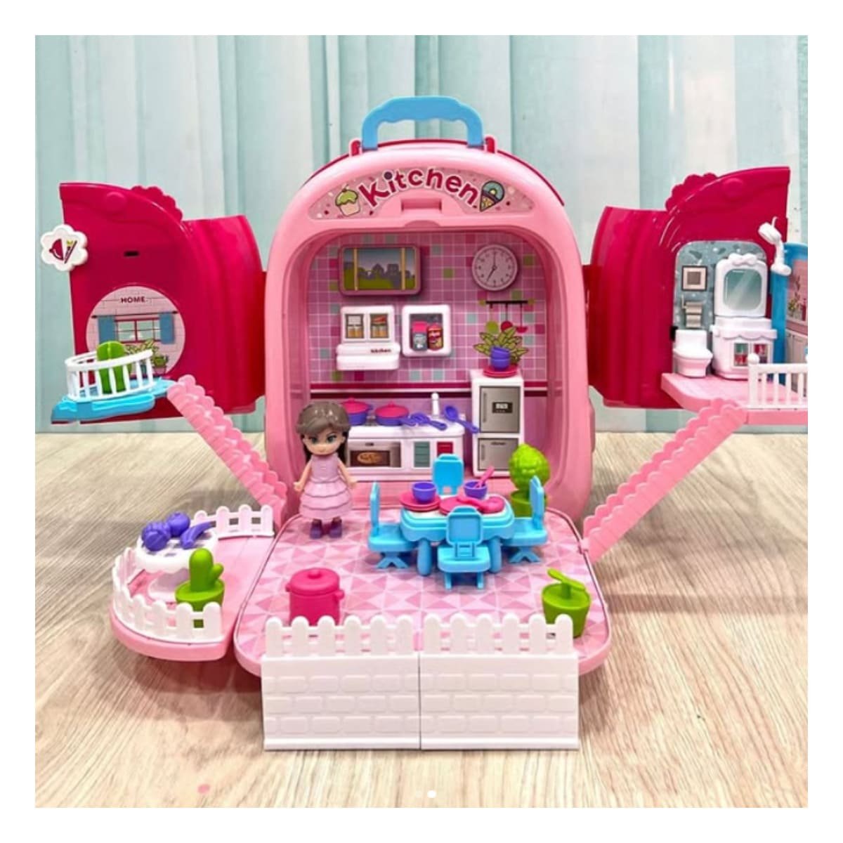 PACK4 MALETIN DE COCINA INFANTIL ROSADO 3 EN 1 PARA DIVERSION Y APRENDIZAJE Y+REGALO STICKER - 3