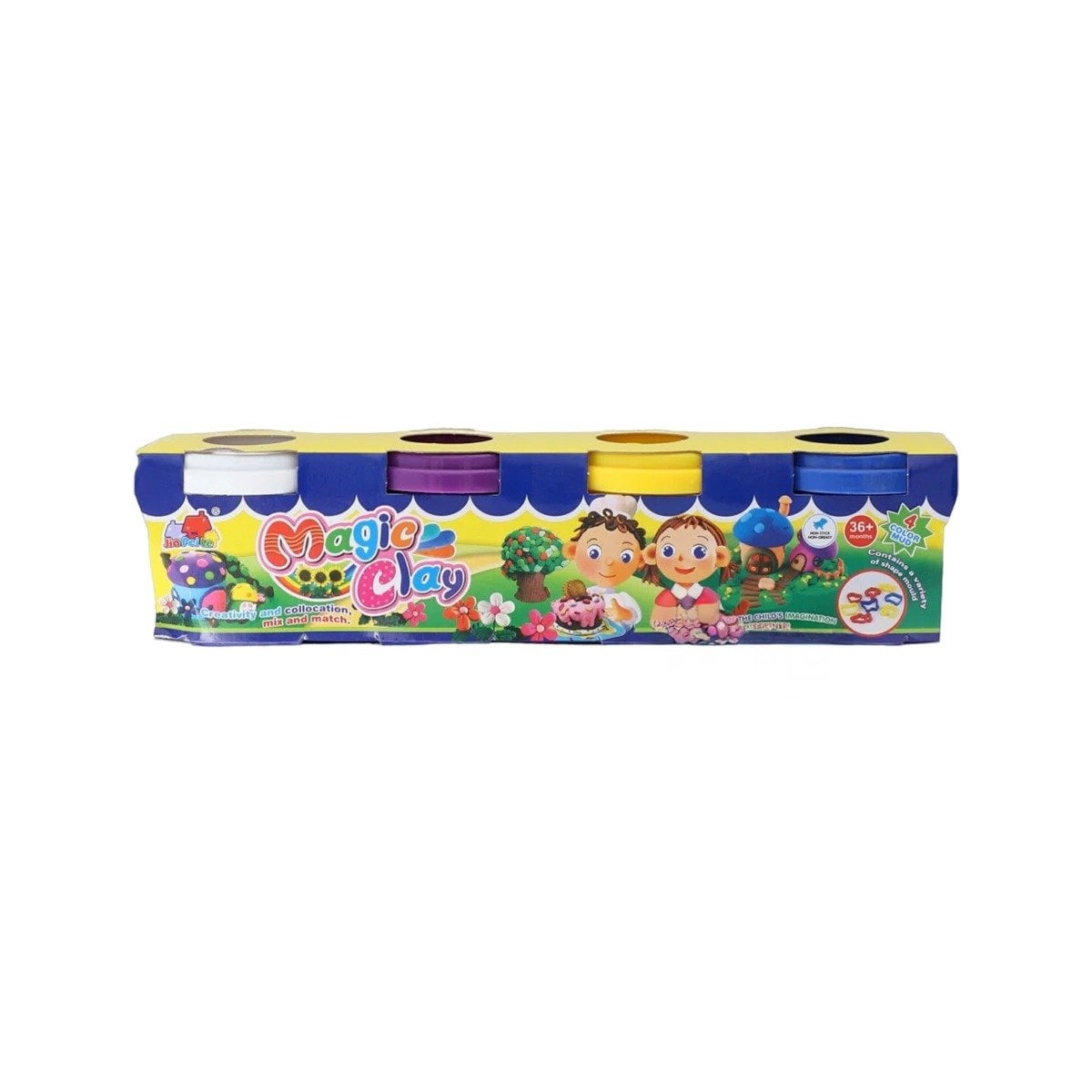 PACK2 COLECCION DE PLASTILINA X4 EN VASOS DE COLORES PARA CREAR EN CASA Y+REGALO STICKER - 2
