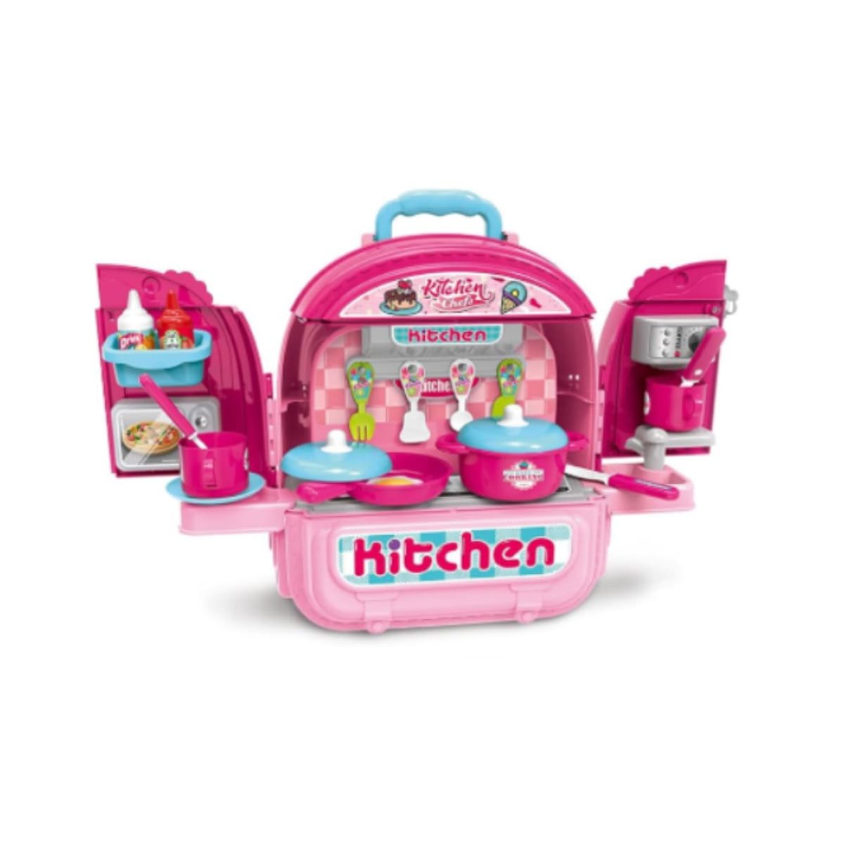 MOCHILA DE COCINA INFANTIL 3 EN 1 ROSADO PARA JUEGO DE IMITACION Y+PAPEL REGALO - 1