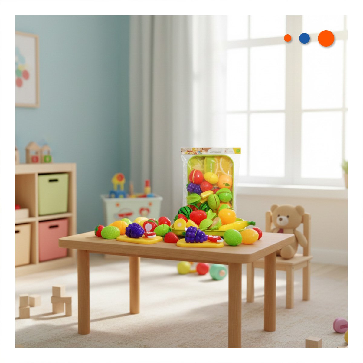PACK4 DISENO COCINA DE FRUTAS PARA CORTAR CON BANDEJA Y TABLA PARA PICAR Y+PAPEL REGALO - 2